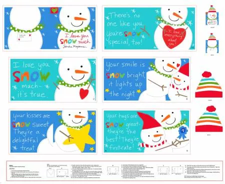 1 Yard Huggable & Loveable Holiday Snowman Soft Book Panel #407
