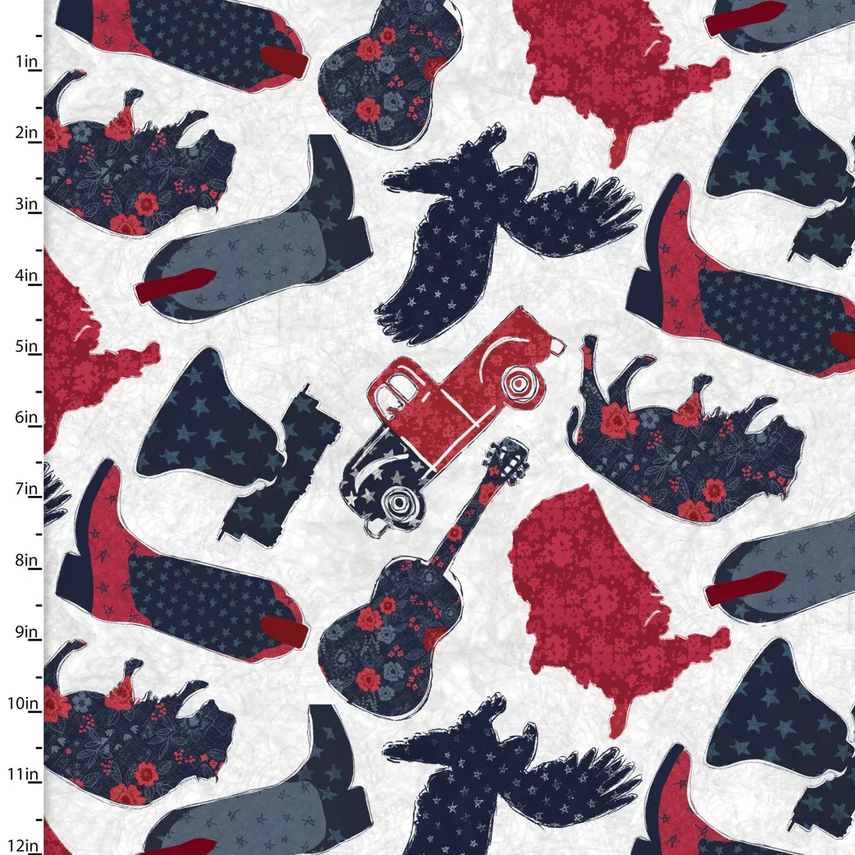 3 Wishes Fabrics - American Dreamer - Americana Toss White
