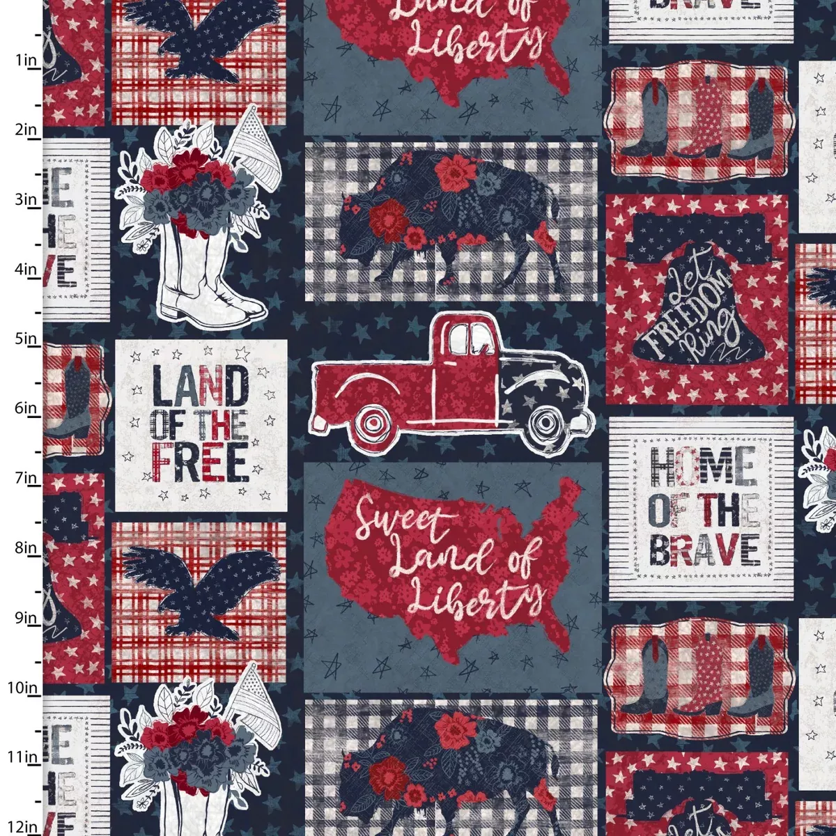 3 Wishes Fabrics - American Dreamer - Blocks Multi