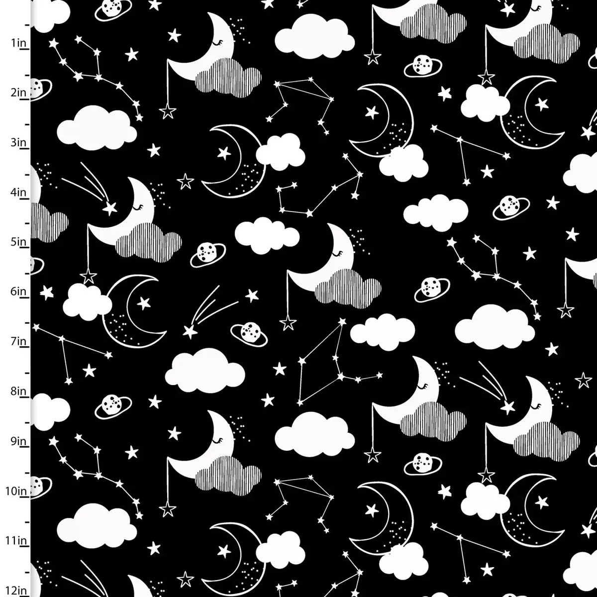 3 Wishes Fabrics - Flannel - Don't Forget to Dream - Night Sky Black