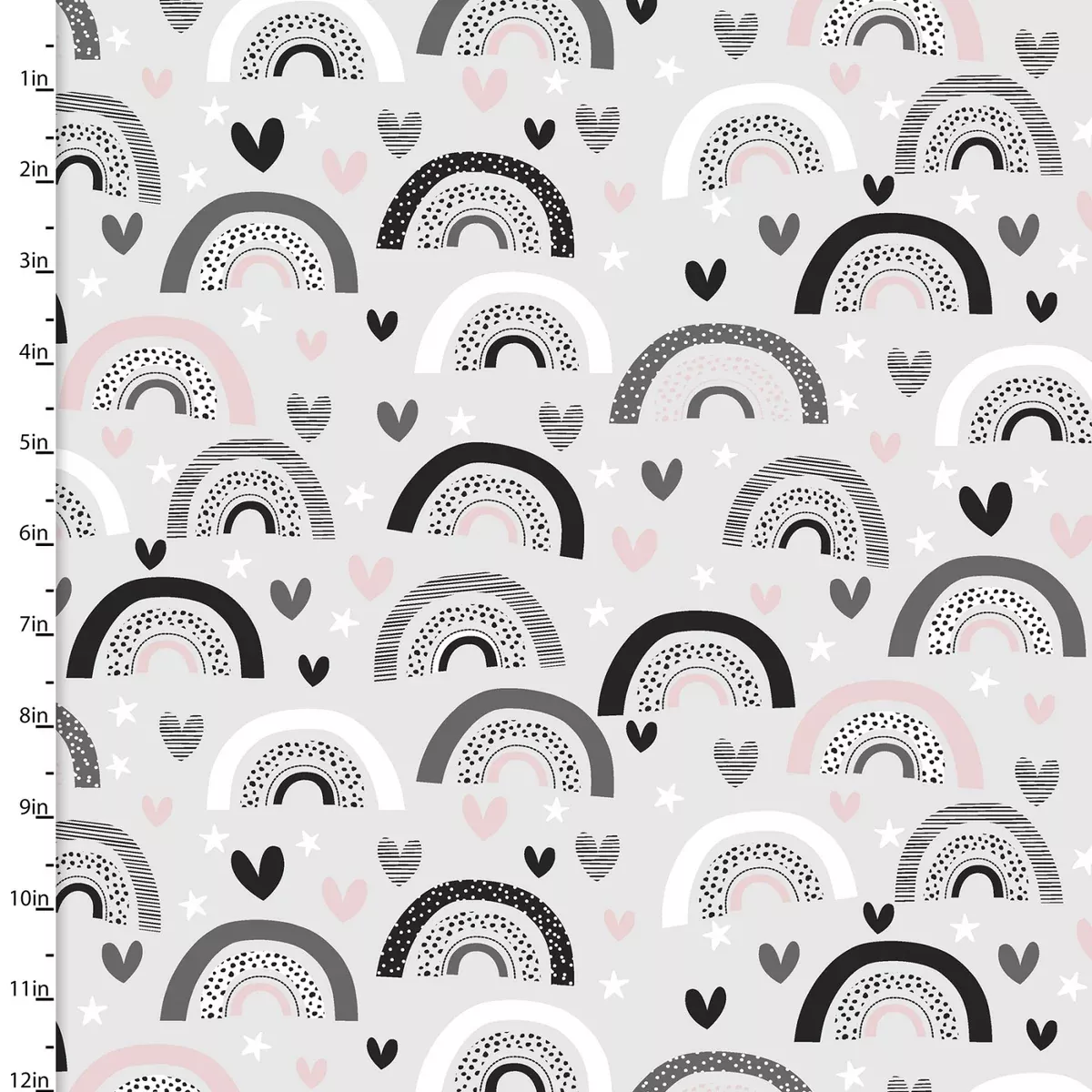 3 Wishes Fabrics - Flannel - Don't Forget to Dream - Rainbow Hearts Gray