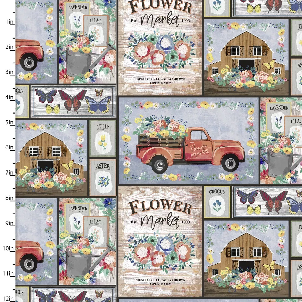 3 Wishes Fabrics - Flower Junction - Market Patchwork Multi