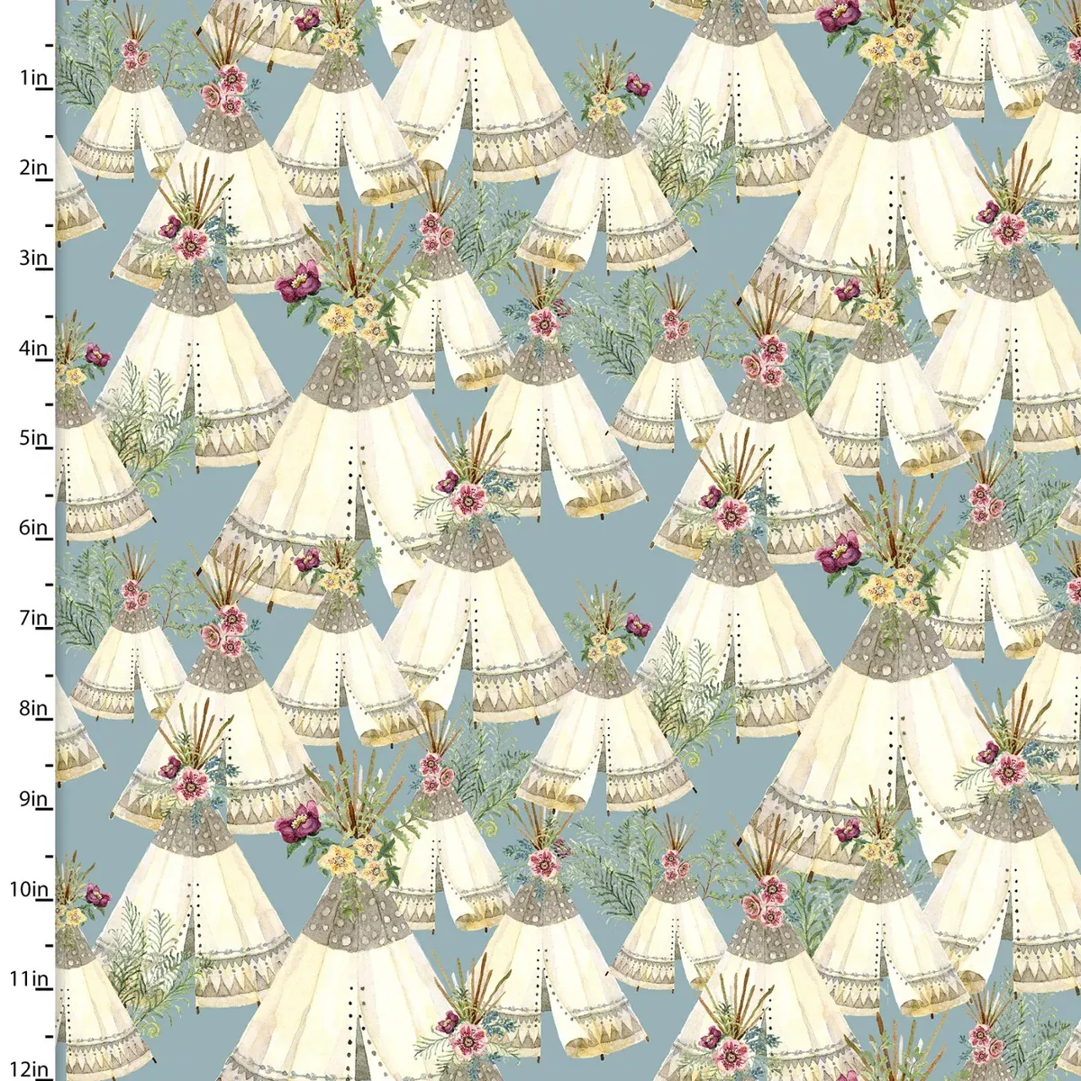 3 Wishes Fabrics - Forest Friends - Tents Blue