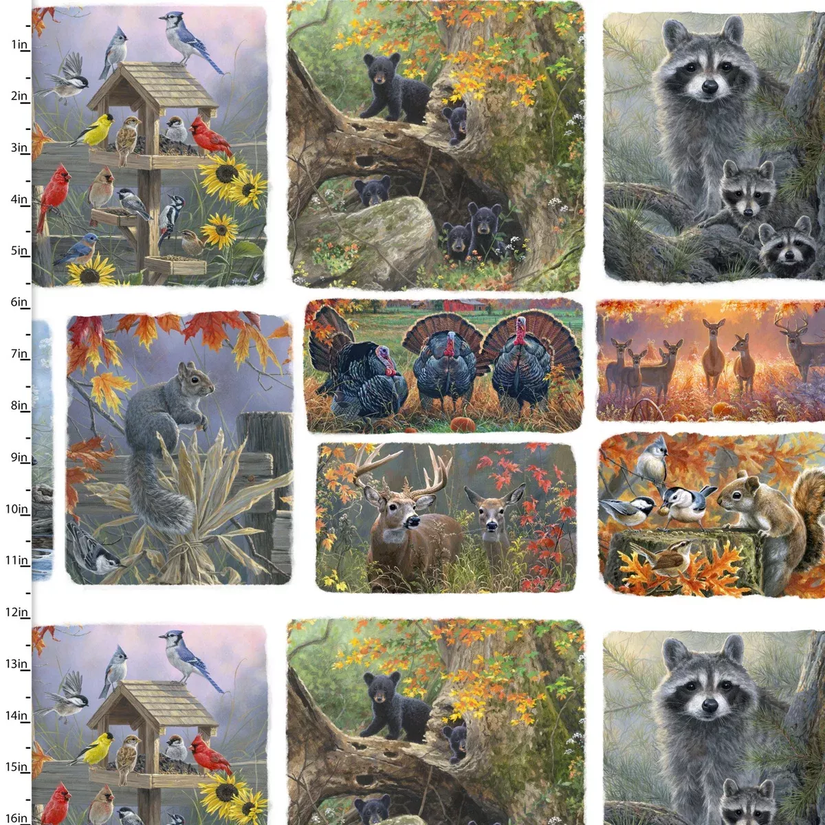 3 Wishes Fabrics - Through the Forest Light - Forest Family Patch White Panel