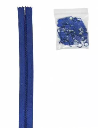 4 yards of Cobalt Blue 16mm #4.5 Zipper Chain and 16 Ex-Large Pulls byAnnie