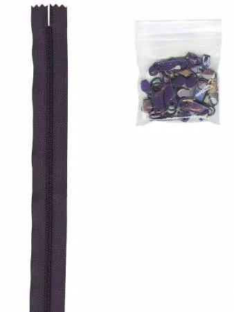 4 yards of Eggplant 16mm #4.5 Zipper Chain and 16 Ex-Large Pulls byAnnie
