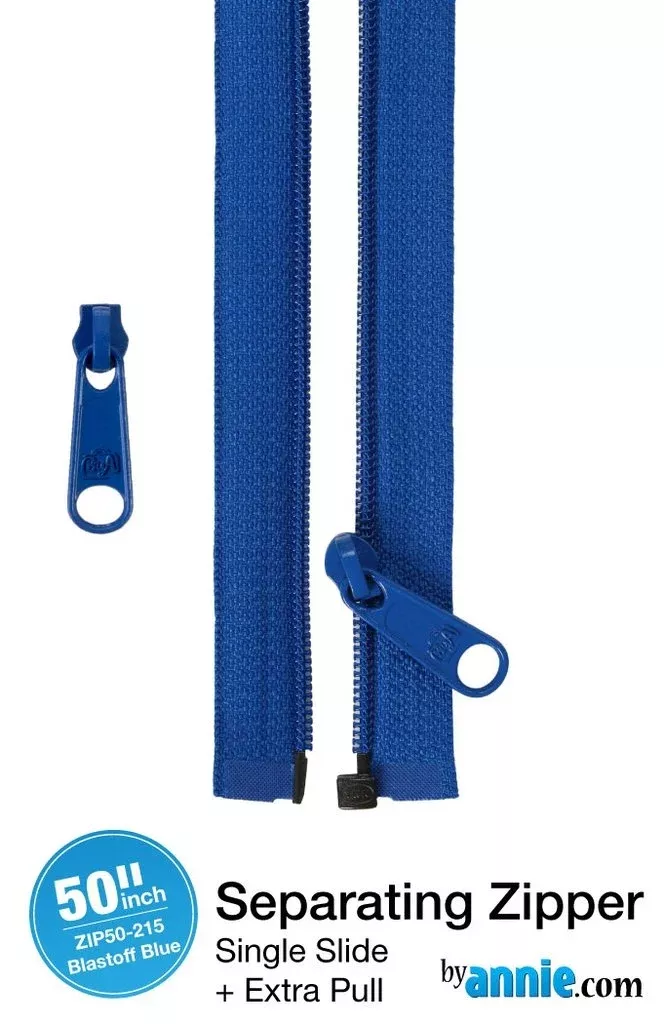 50in Separating Zipper + Extra slide - Blastoff Blue