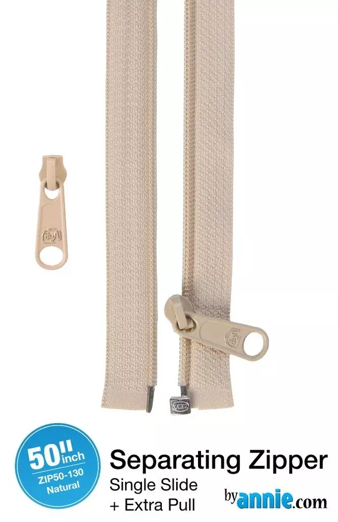 50in Separating Zipper + Extra slide- Natural byAnnie