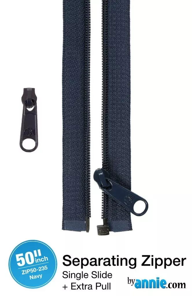 50in Separating Zipper + Extra slide- Navy byAnnie