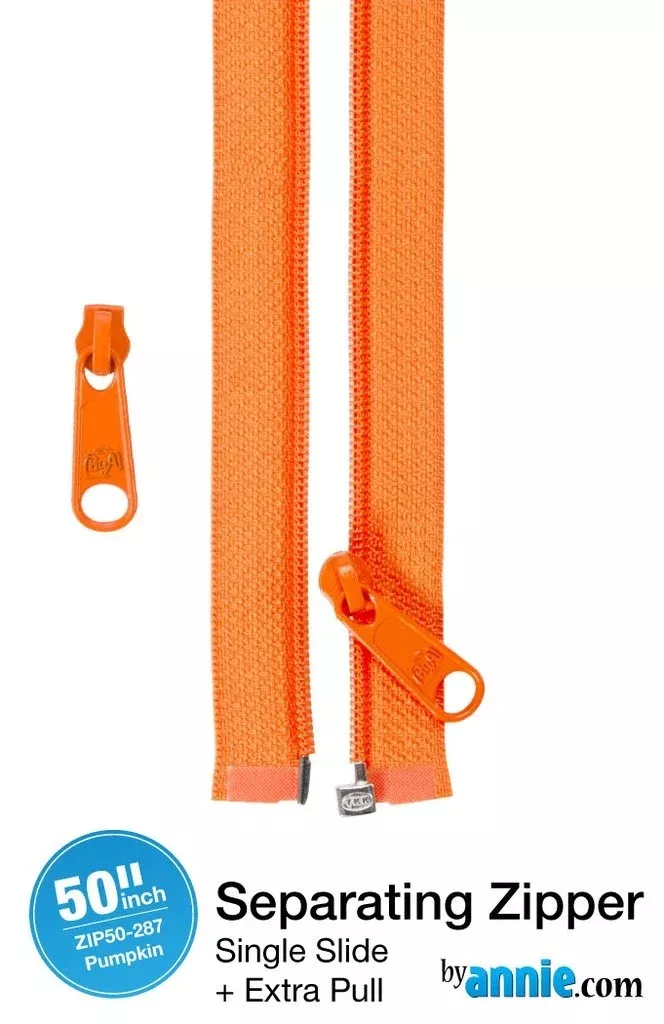 50in Separating Zipper + Extra slide - Pumpkin