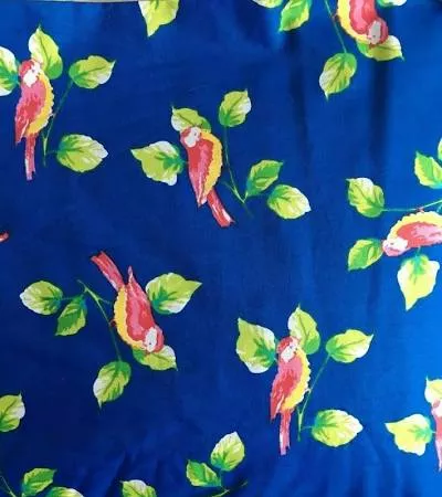8719 CALYPSO BLUE AND PINK BIRDS