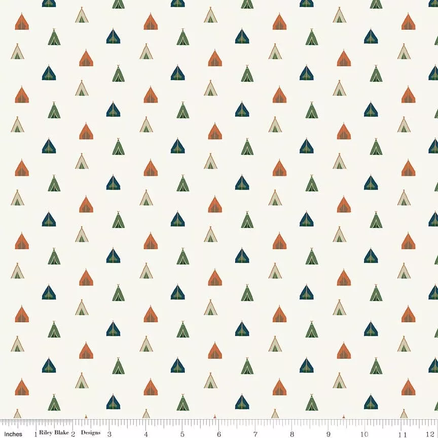 Adventure is Calling - Cream Tents - per yard - by Dani Mogstad for Riley Blake Designs - Outdoors, Wildlife - C10724-CREAM