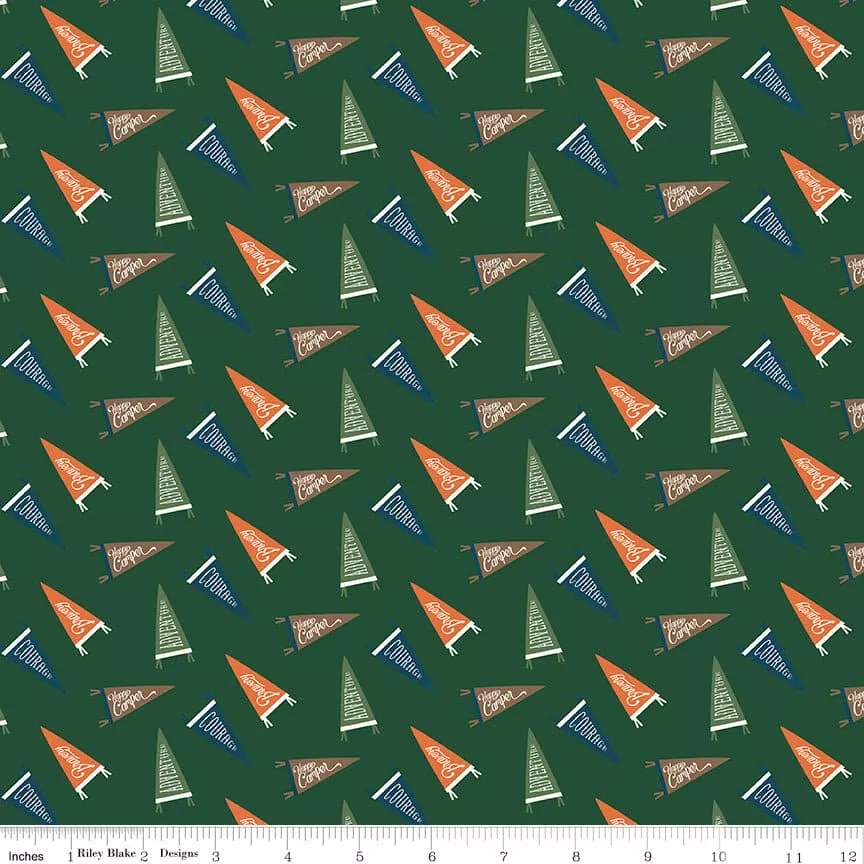 Adventure is Calling - Green Flags - per yard - by Dani Mogstad for Riley Blake Designs - Outdoors, Wildlife - C10723-GREEN
