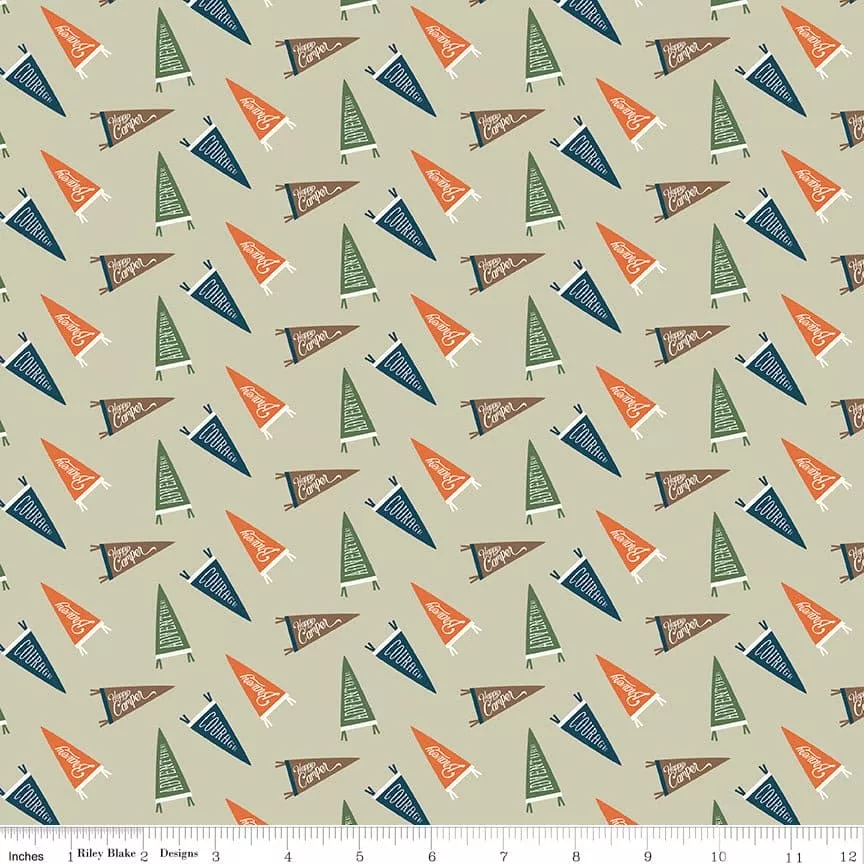 Adventure is Calling - Khaki Flags - per yard - by Dani Mogstad for Riley Blake Designs - Outdoors, Wildlife - C10723-KHAKI