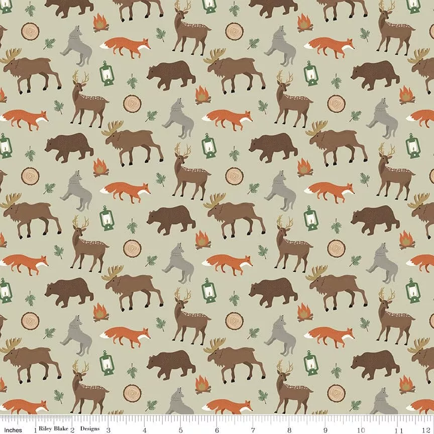 Adventure is Calling - Khaki Wildlife - per yard - by Dani Mogstad for Riley Blake Designs - Outdoors, Wildlife - C10721-KHAKI