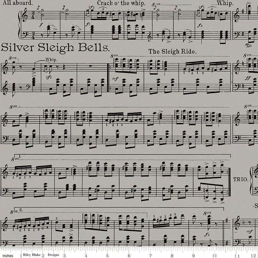 All About Christmas - Gray Christmas Sheet Music - per yard -by Janet Wecker Frisch for Riley Blake Designs - Winter - C10796-GRAY