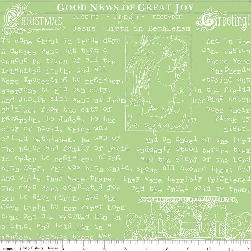 All About Christmas - Green Christmas Good News - per yard -by Janet Wecker Frisch for Riley Blake Designs - Winter - C10795-GREEN