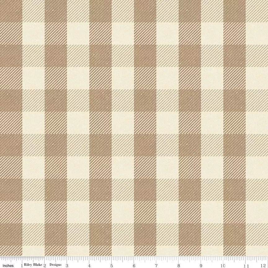 All About Plaids - Buffalo Check Tan - per yard - by RBD Designers for Riley Blake Designs - Tonal, Blender - Large Plaid - C635 TAN
