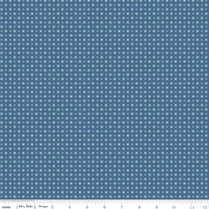 Autumn Denim Dots Yardage C14657-DENIM Sold in 1/2 Yard Increments cut continuously