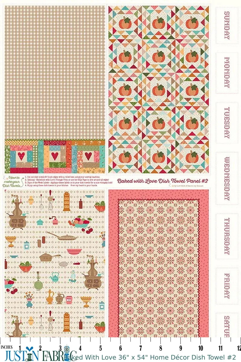 Baked With Love 36" x 54" Home Décor Dish Towel Panel #2 by Lori Holt | Riley Blake Designs