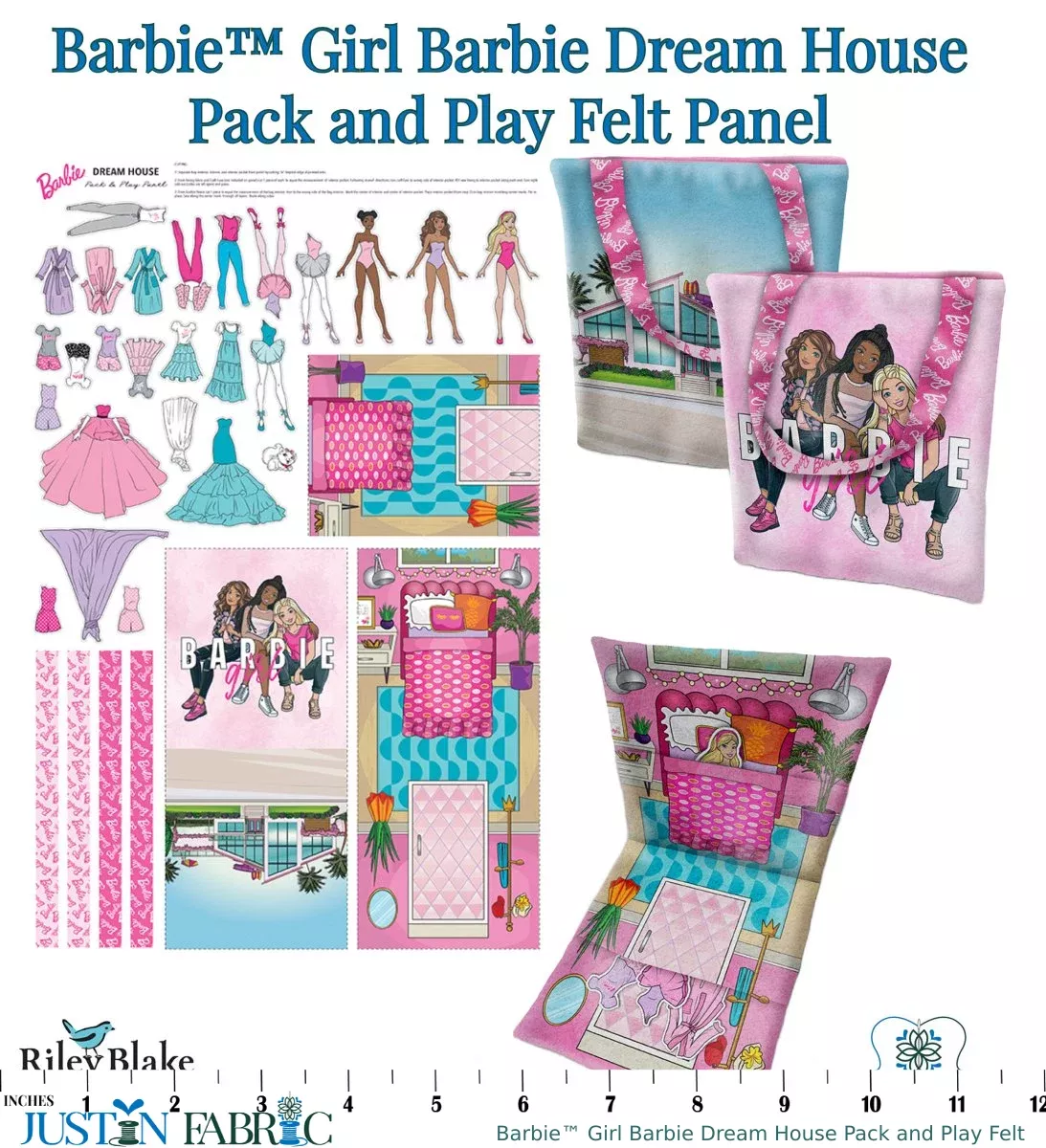 Barbie™ Girl Barbie Dream House Pack and Play Felt Panel | Riley Blake Designs