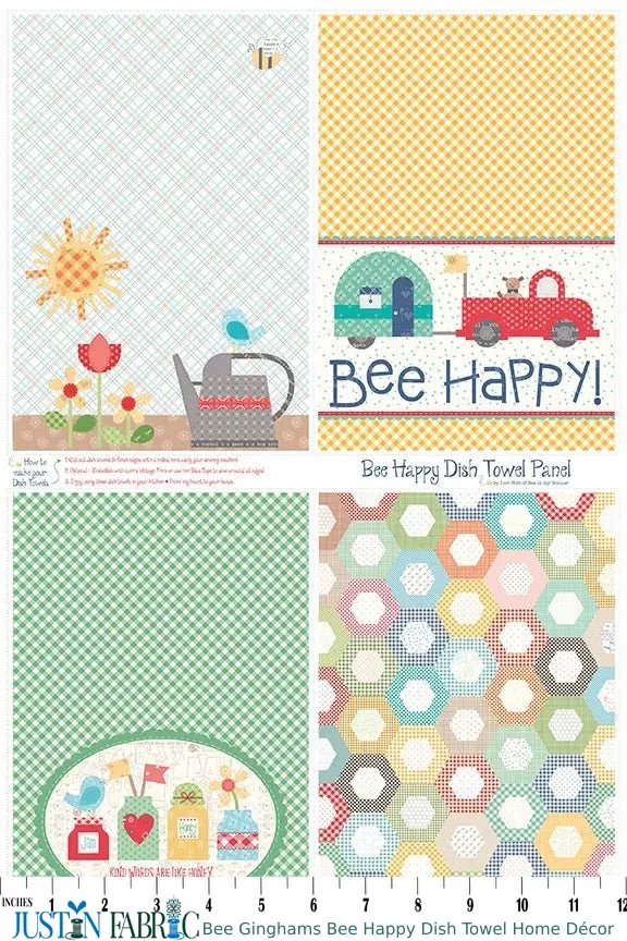Bee Ginghams Bee Happy Dish Towel Home Décor Panel by Lori Holt | Riley Blake Designs