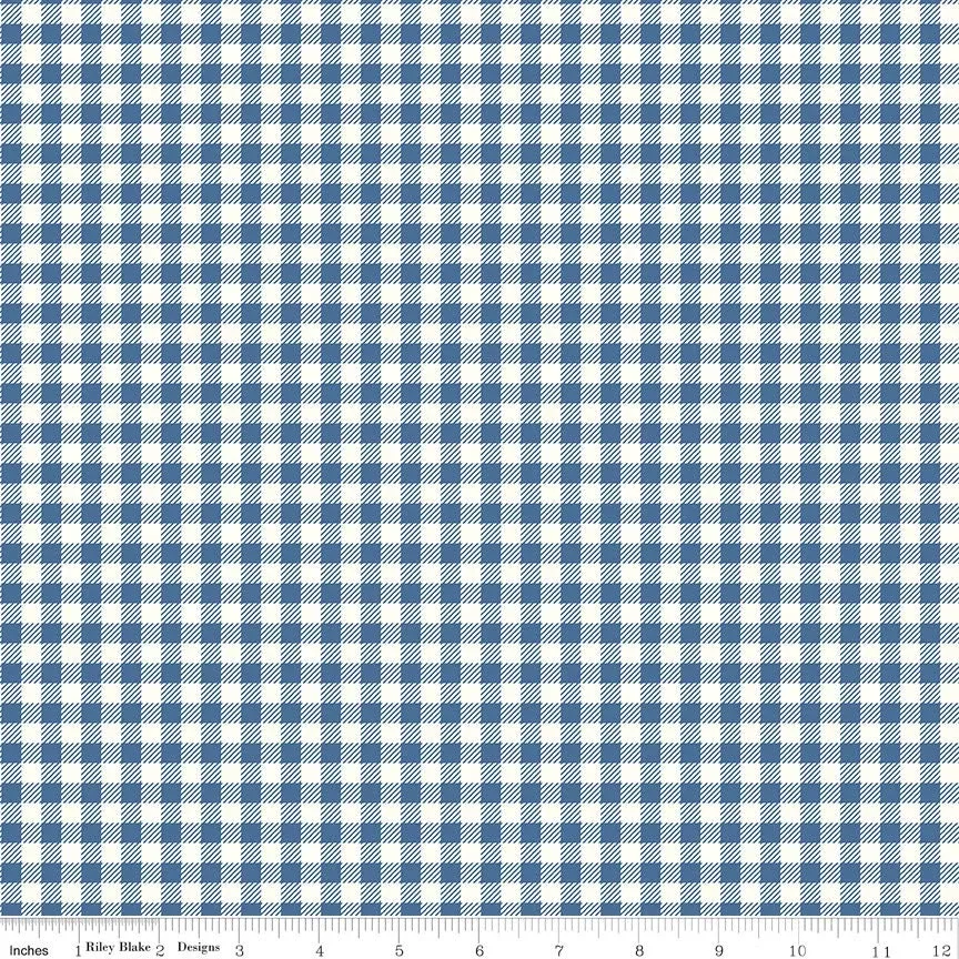 Bee Ginghams Denim Yardage ReNae C12552-Denim by Lori Holt for Riley Blake Sold in 1/2 yard Increments