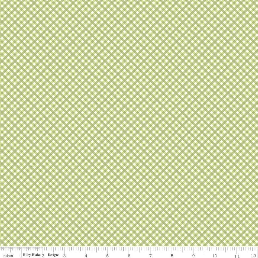 Bee Ginghams Lettuce Rebecca Yardage C12555-Lettuce by Lori Holt for Riley Blake Sold in 1/2 yard Increments