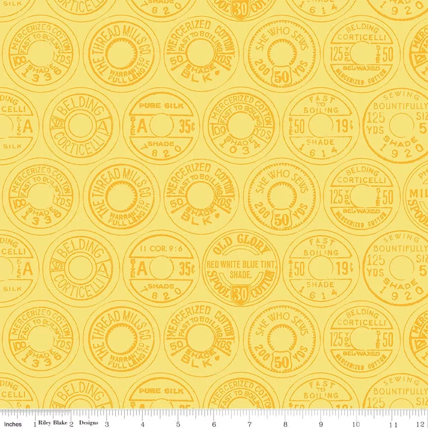 (Best of) She Who Sews - Low Volume Spool Tops - per yard - by Janet Wecker Frisch for Riley Blake Designs - C11338 YELLOW