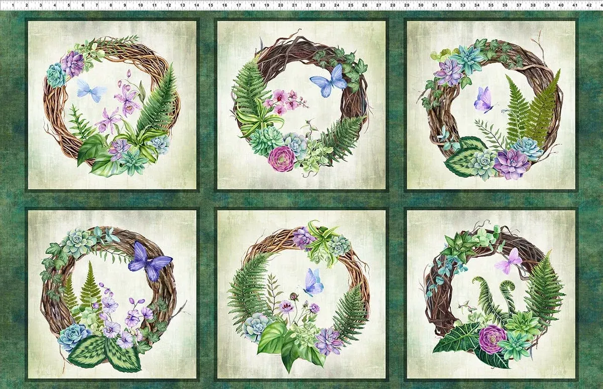 Botanical - Wreaths Block 27" PANEL - Per Panel - by Jason Yenter for In the Beginning Fabrics - Floral, Foliage - Multi - 1BL1