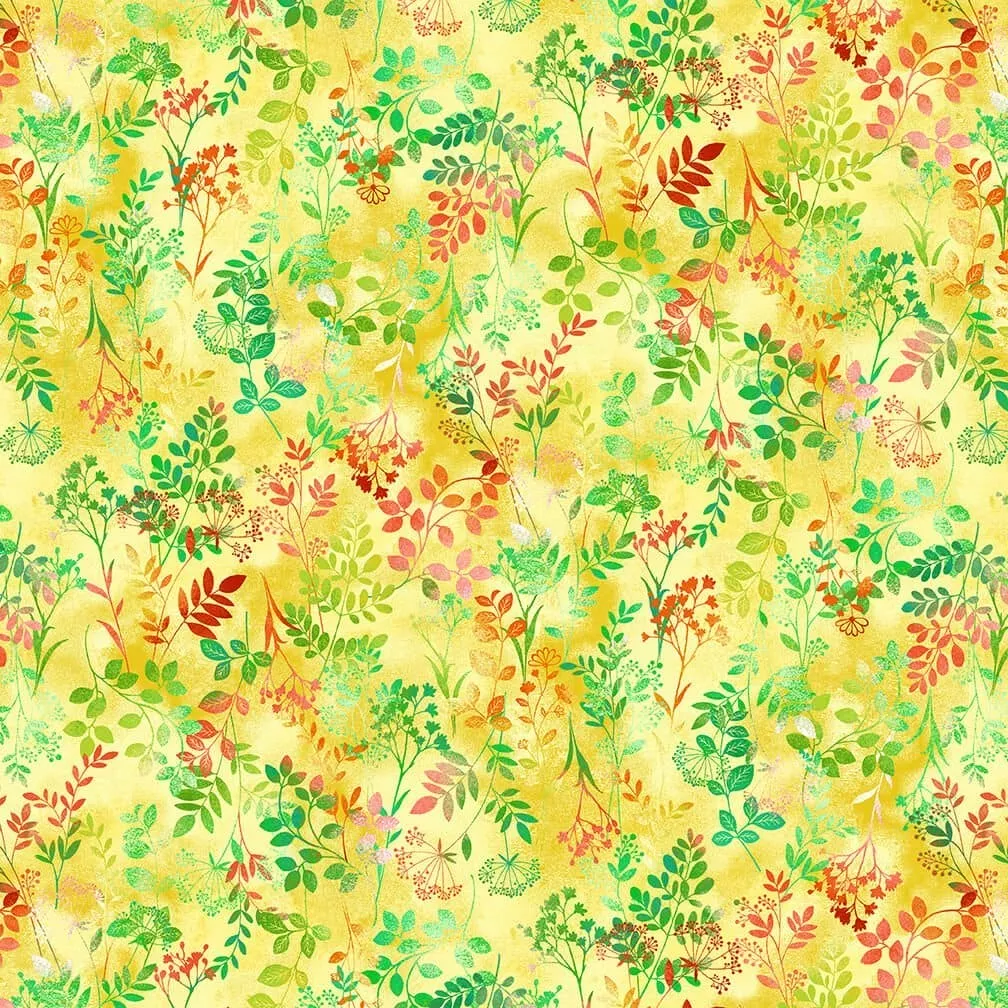 Butterfly Bliss - Mini Wildflowers - Per Yard - by Elizabeth Isles for Studio e - Floral - Yellow - 5923-44