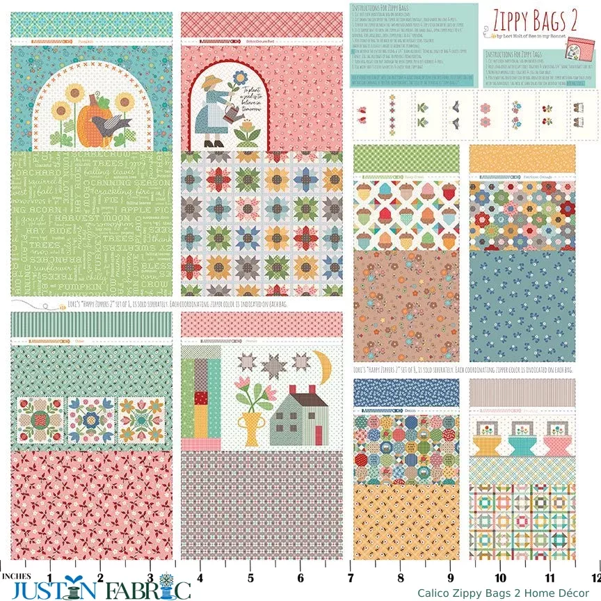 Calico Zippy Bags 2 Home Décor Panel by Lori Holt | Riley Blake Designs