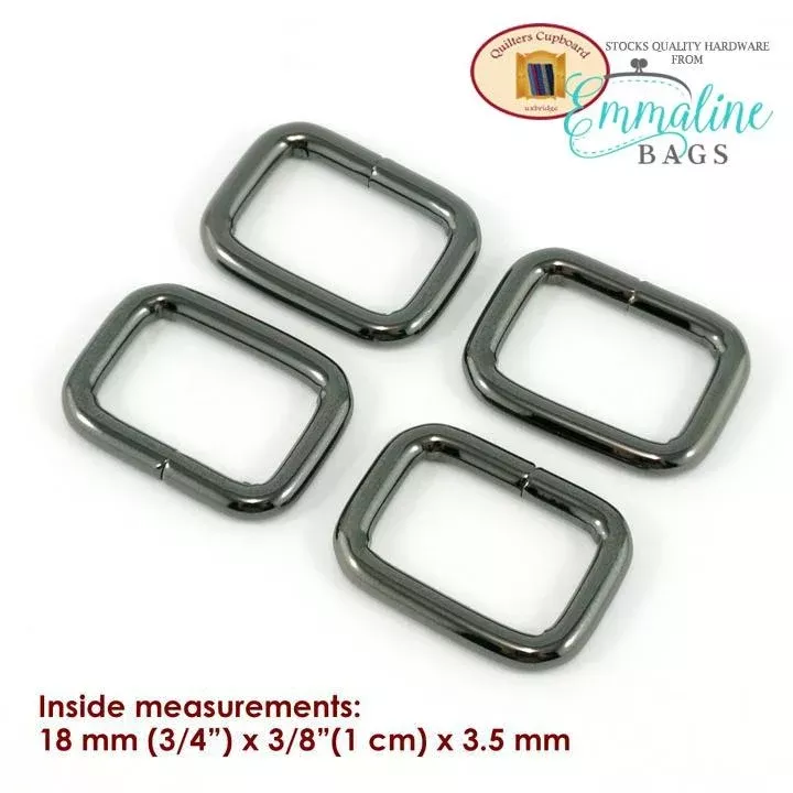 Clearance - Rectangle Rings - Gunmetal - 3/4" (18mm)