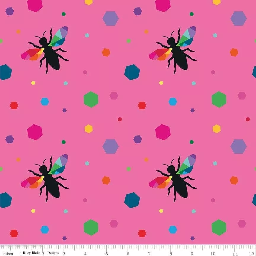 Create - per yard - Kristy Lea of Quiet Play for Riley Blake Designs - Hexie Bees - C9805-PINK