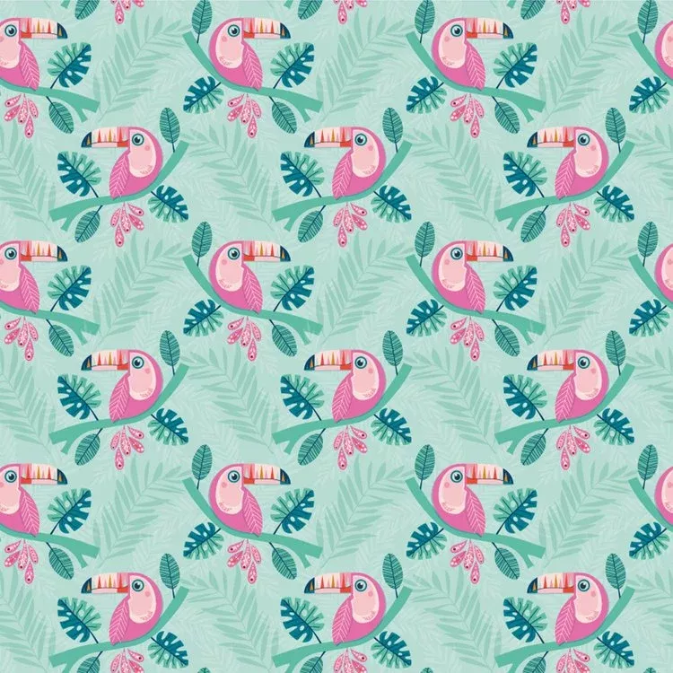 Dandelion Jungle - Toucans - Per Yard - by Jane Farnham for Dashwood Studio - Light Aqua - DAND 2096