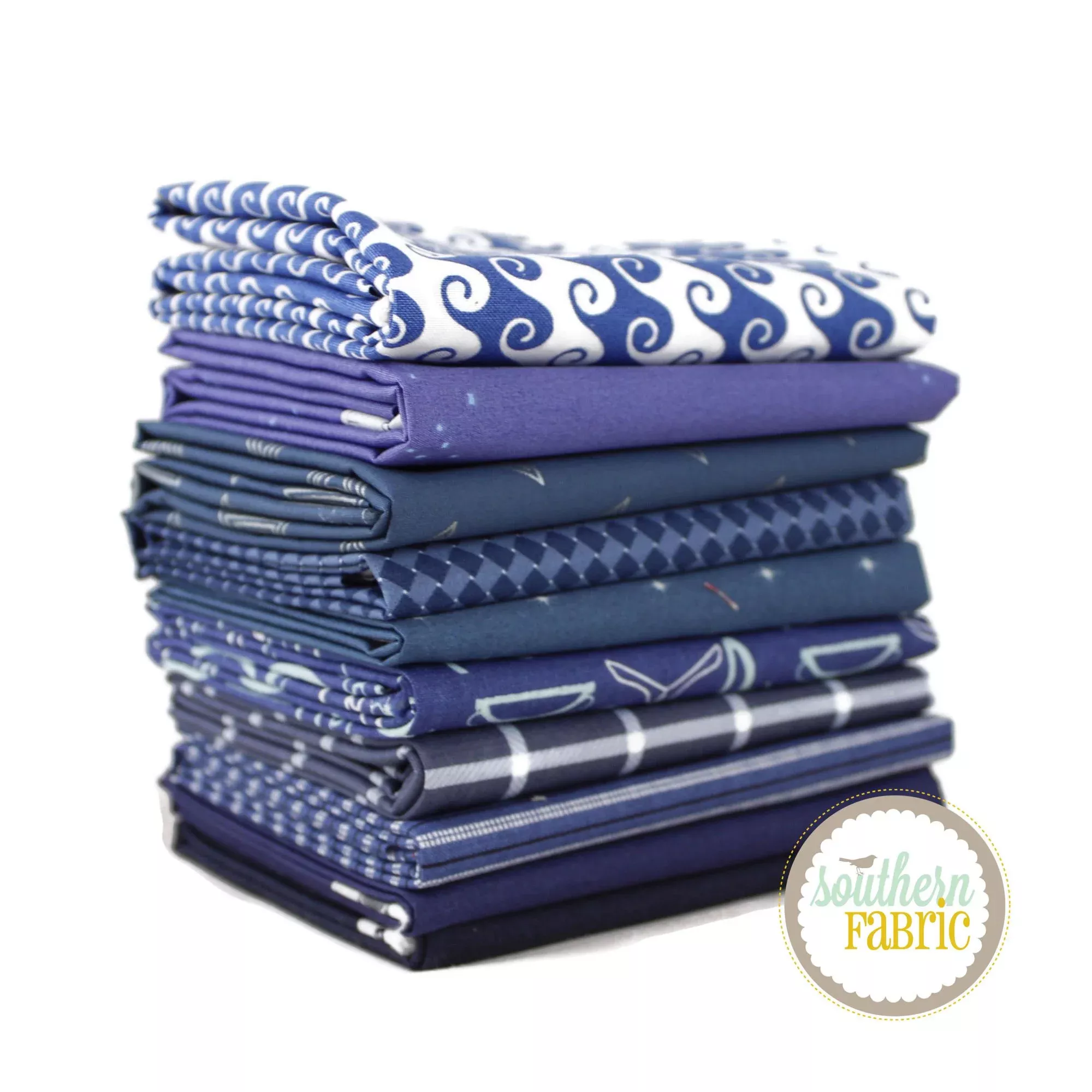 Dark Blue - Half Yard Bundle (10 pcs) by Mixed Designers for Southern Fabric