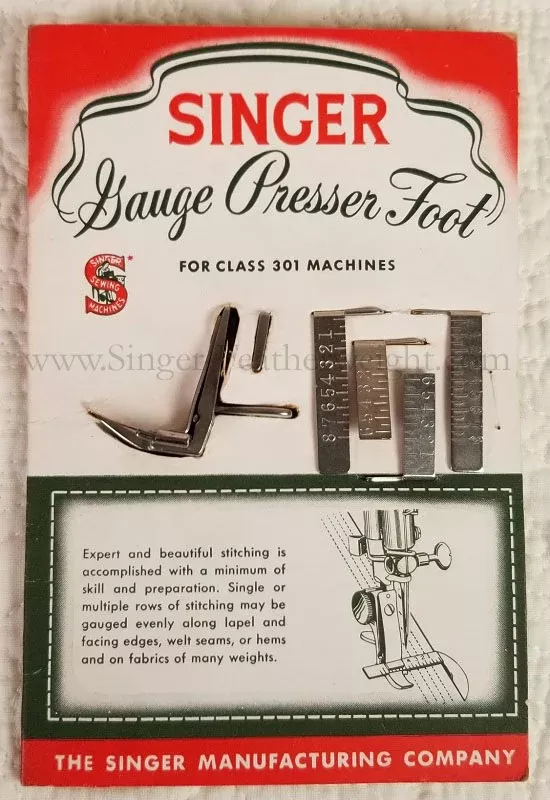 Gauge Presser Foot Attachment Set, Singer (Vintage Original) - SLANT SHANK