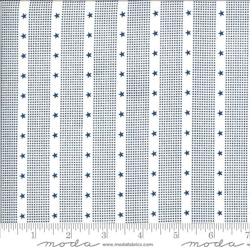 Harbor Springs Striped Star Cream - Blue14908-34 by Minick and Simpson for Moda Fabrics Sold in 1/2 Yard Increments