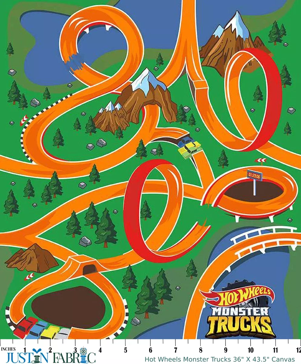 Hot Wheels Monster Trucks 36" X 43.5" Canvas Panel | Riley Blake Designs