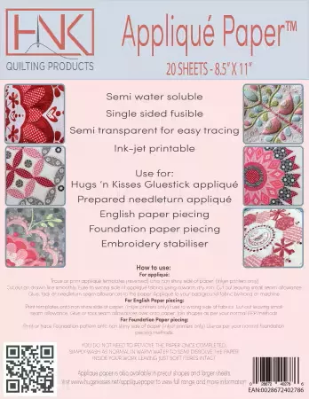 Hugs N Kisses Applique Paper 20 sheets 8 1/2