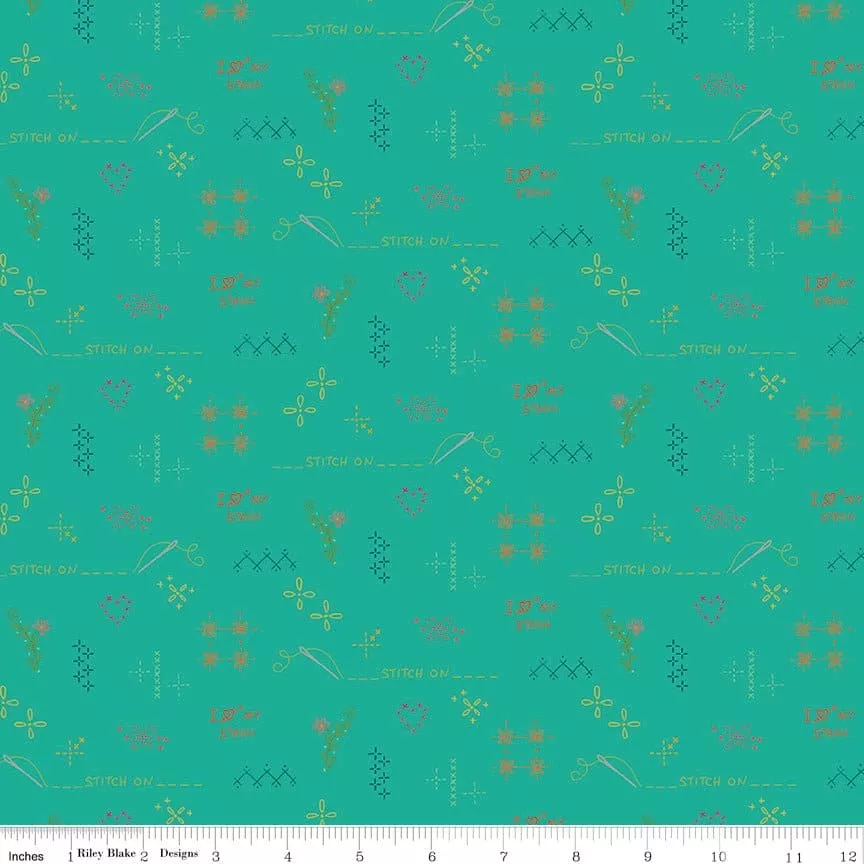 Indigo Garden - Turquoise Sashiko - per yard - by Heather Peterson - for Riley Blake Designs - C11277-TURQUOISE