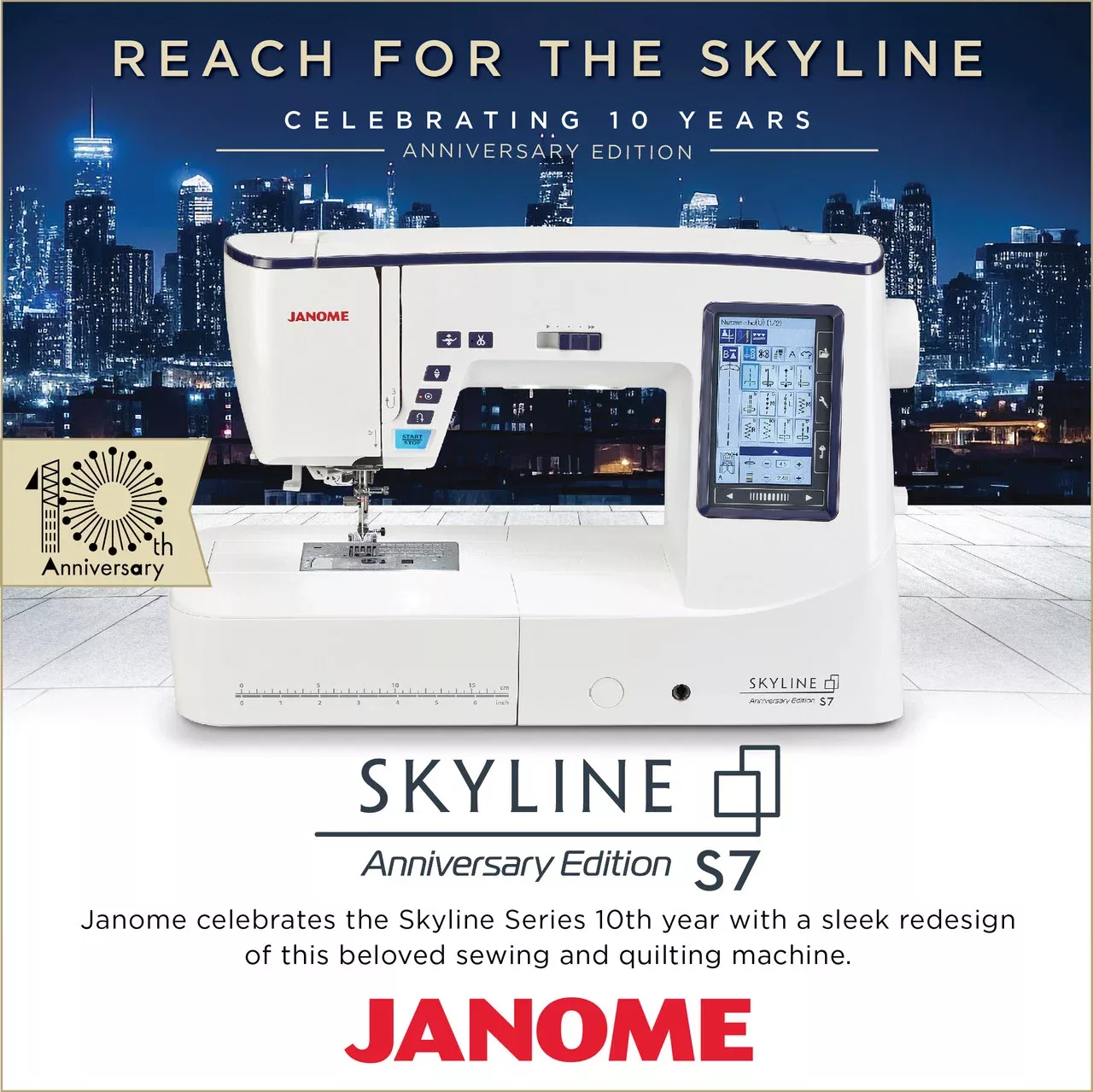 Janome Skyline S7 AE Anniversary Edition Quilting & Sewing Machine – Bonus Accessories Included