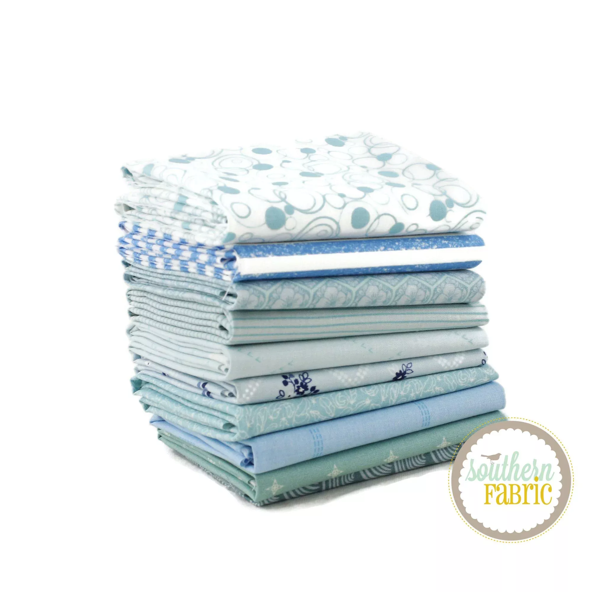Light Blue and Aqua Half Yard Bundle (10 pcs) by Mixed Designers for Southern Fabric