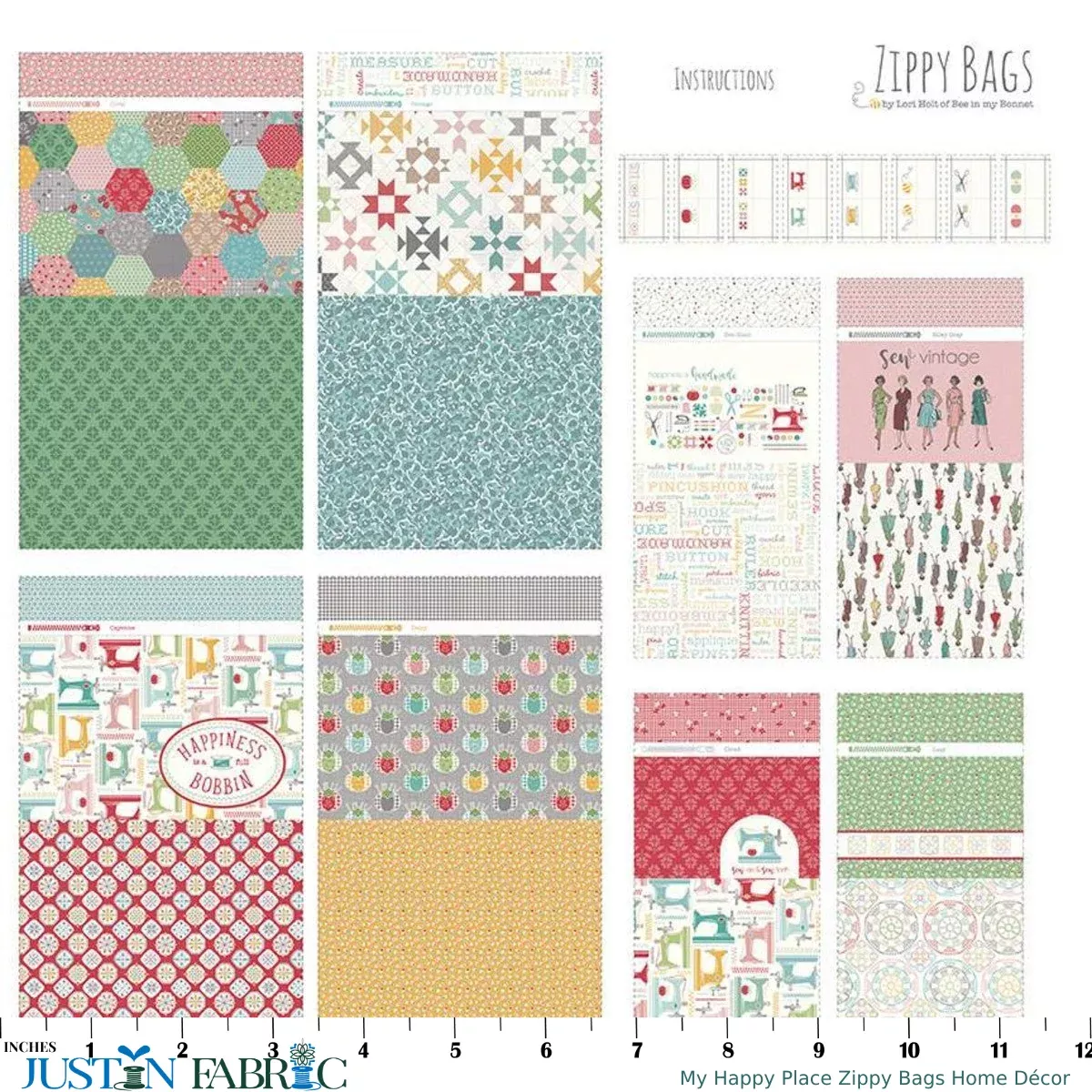 My Happy Place Zippy Bags Home Décor Panel by Lori Holt | Riley Blake Designs