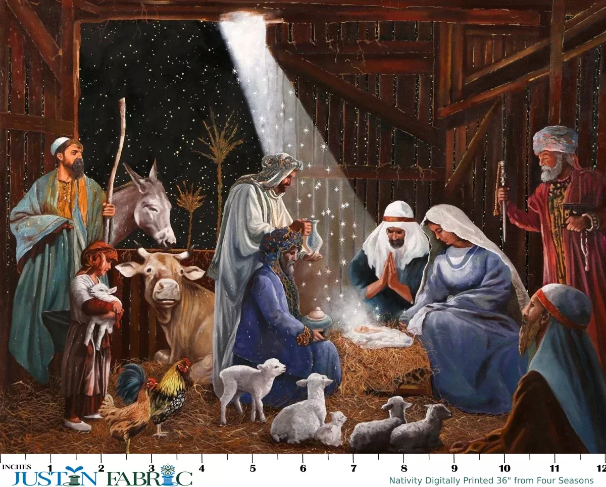 Nativity Digitally Printed 36" Panel from Four Seasons