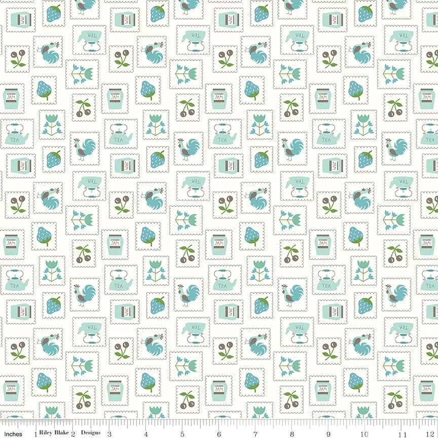 NEW! Cook Book - Stamps - Per Yard - by Lori Holt of Bee in My Bonnet - Riley Blake Designs - C11757-RED