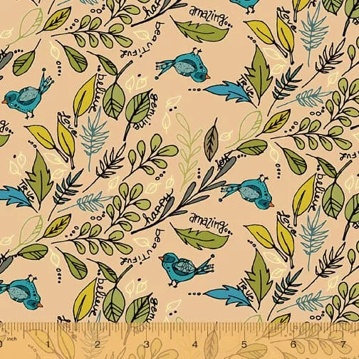 New! Jaye Bird - Flying Foliage Peach - per yard - by Kori Turner Goodhart for Windham Fabrics - 53271-5