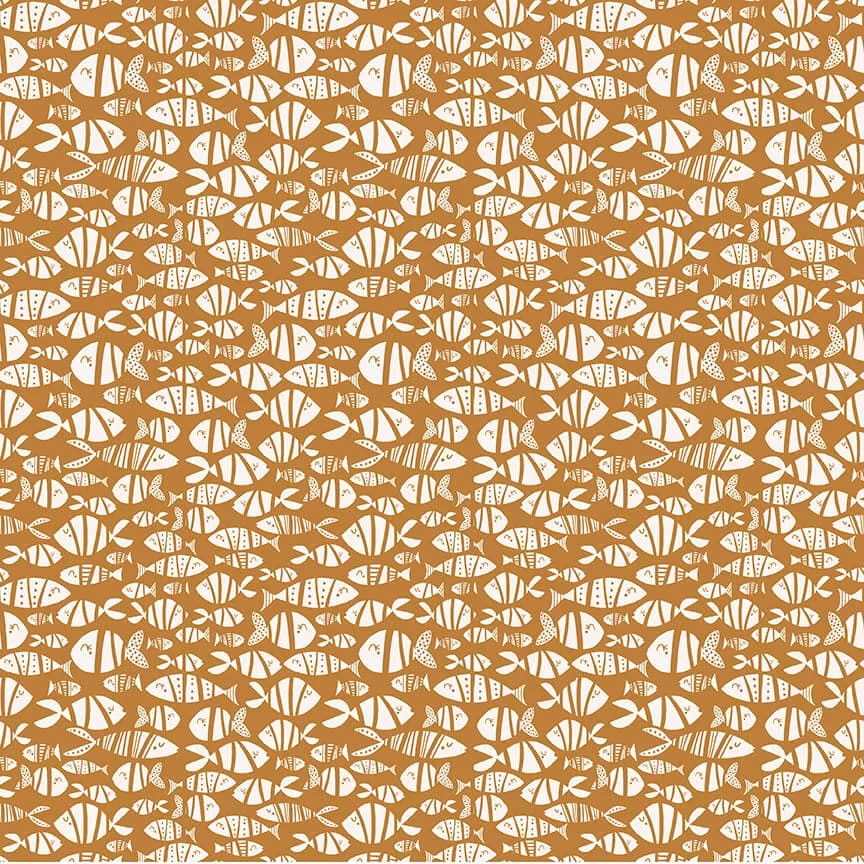 NEW! Water Babies -Fish Butterscotch - Per Yard - by Anna Wanicka of Sugarly Designs for Studio e - 6684-43-Butterscotch