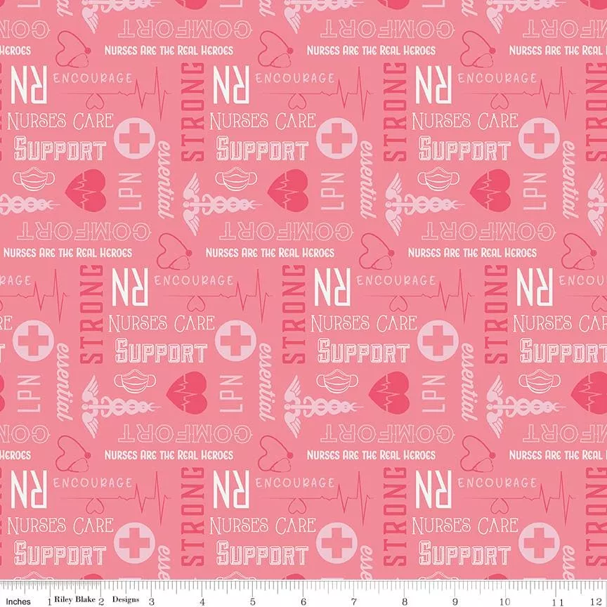 Nobody Fights Alone - First Responders - per yard - Riley Blake - Nurses Care Pink - C10422-PINK