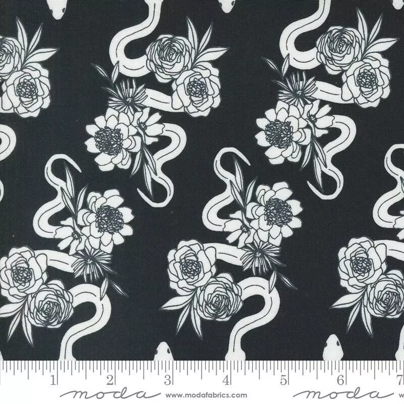 Noir Slithering Snakes Midnight Ghost Yardage 11542-13 by Alli K Design for Moda Fabrics Sold in1/2 yard increments